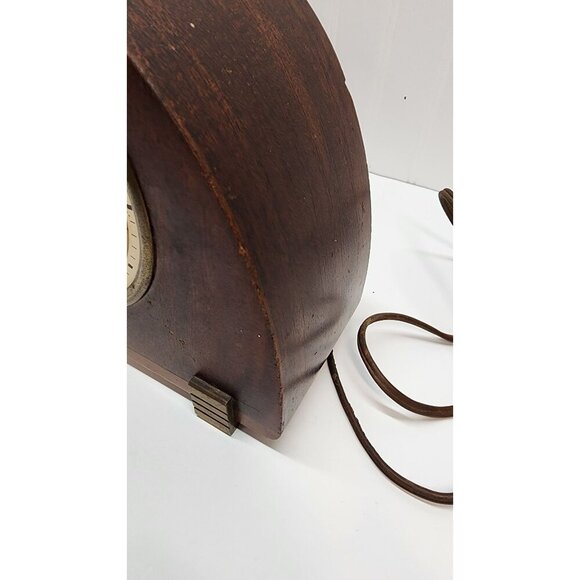 Vintage Seth Thomas Wood Mantel Clock With Brass Accents - Picture 9 of 16